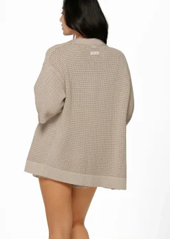 Lorna Jane Open Weave Knit Shirt OffWhite Sale