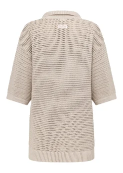 Lorna Jane Open Weave Knit Shirt OffWhite Sale