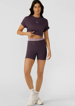 Lorna Jane Perfect Practice Rib 12Cm Bike Short MidnightPlum