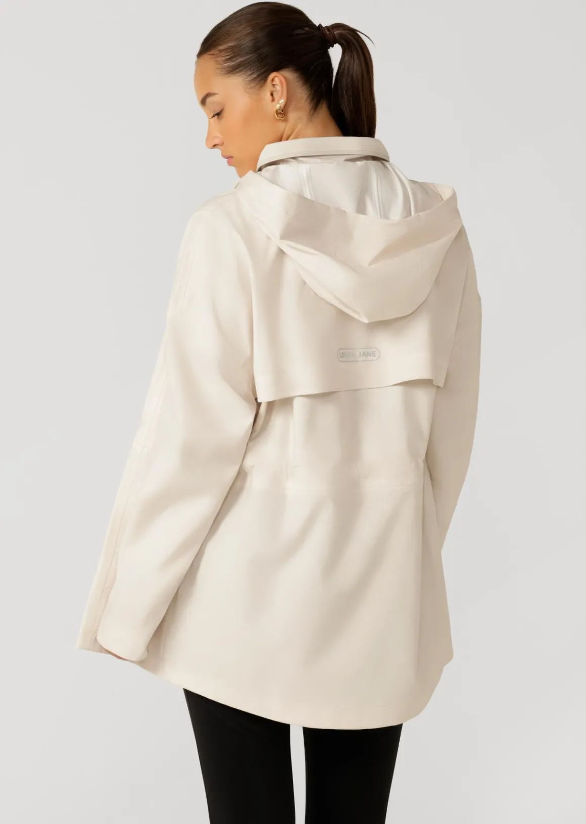 Lorna Jane Rain Repeller Pocketed Waterproof Jacket Ivory