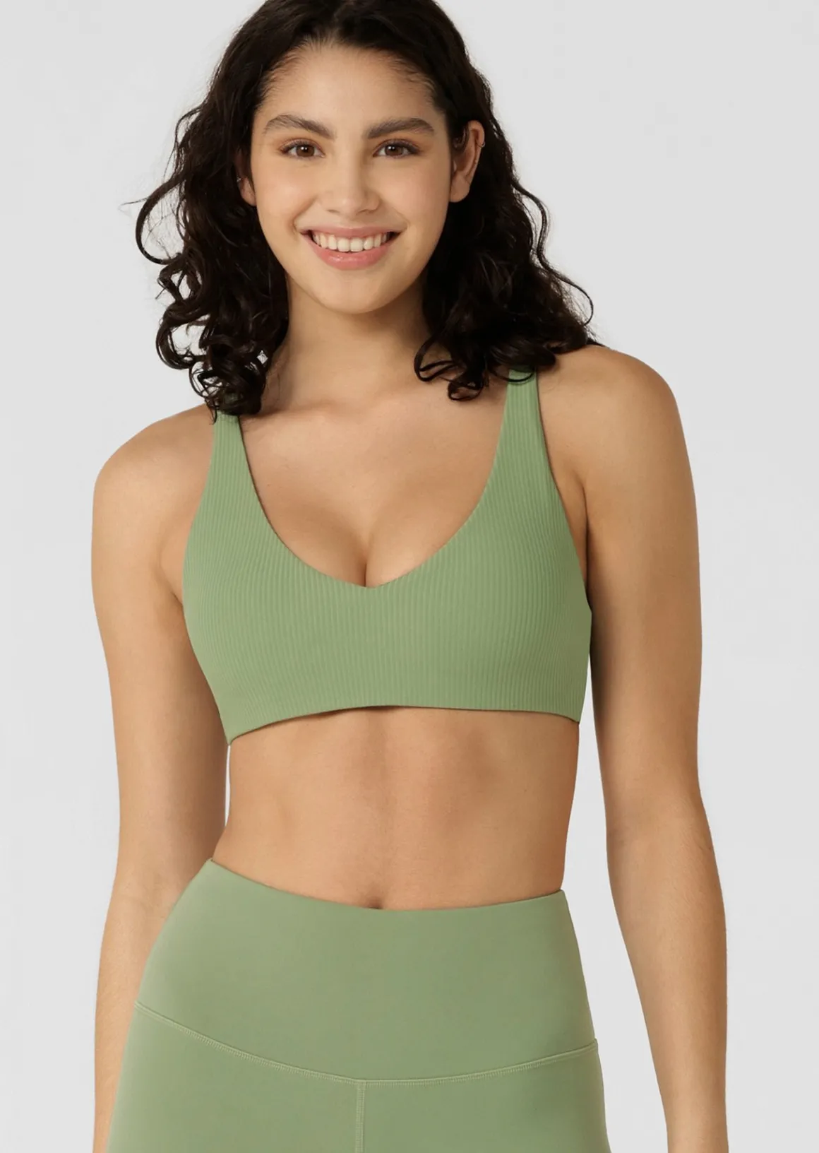 Lorna Jane Reform Rib Sports Bra GreenGoodness