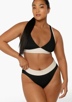 Lorna Jane Relaxation Crimped Swim Bra Black New