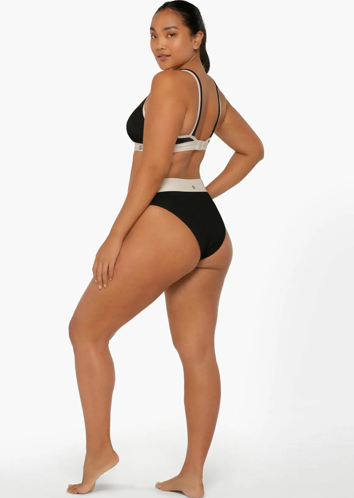 Lorna Jane Relaxation Crimped Swim Bra Black New