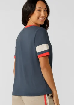Lorna Jane Retro Linen T-Shirt PaleIndigo Outlet