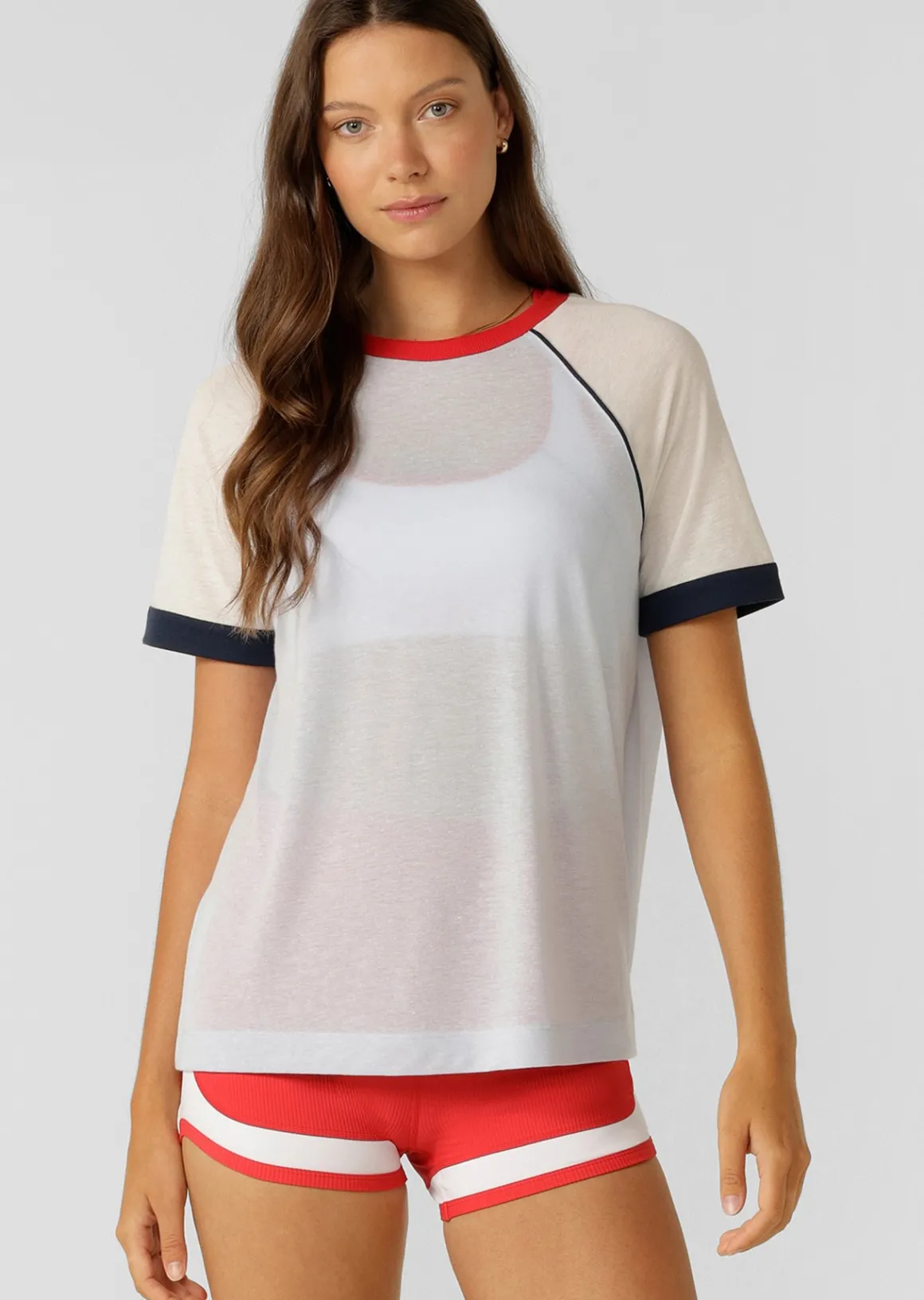 Lorna Jane Retro Revival Linen T-Shirt HeatherBlue Discount
