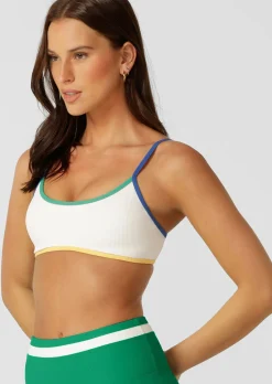 Lorna Jane Retro Rib Swim Sports Bra Porcelain Hot