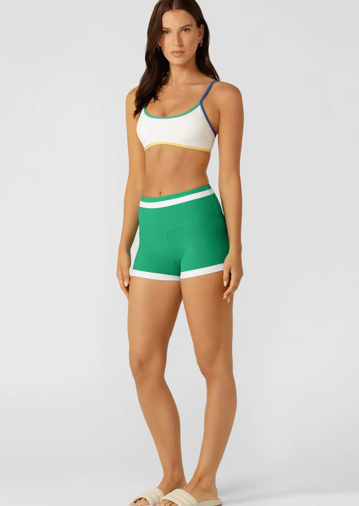 Lorna Jane Retro Rib Swim Sports Bra Porcelain Hot