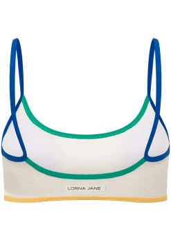 Lorna Jane Retro Rib Swim Sports Bra Porcelain Hot