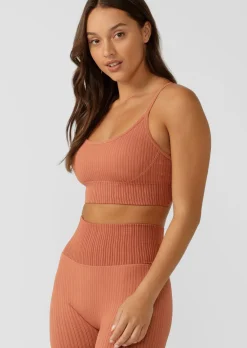 Lorna Jane Seamless Swim Longline Sports Bra RUST