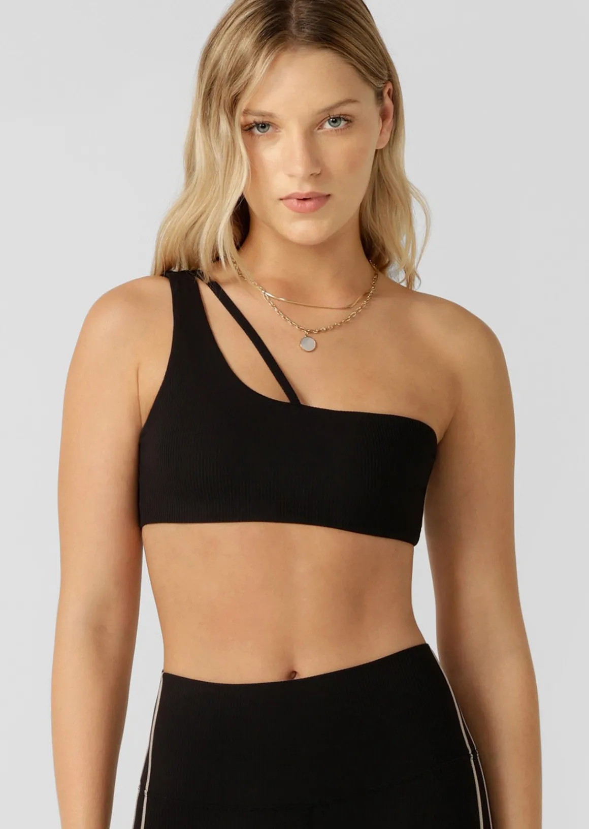 Lorna Jane Second Nature Luxe Rib Asymmetrical Sports Bra Black Online