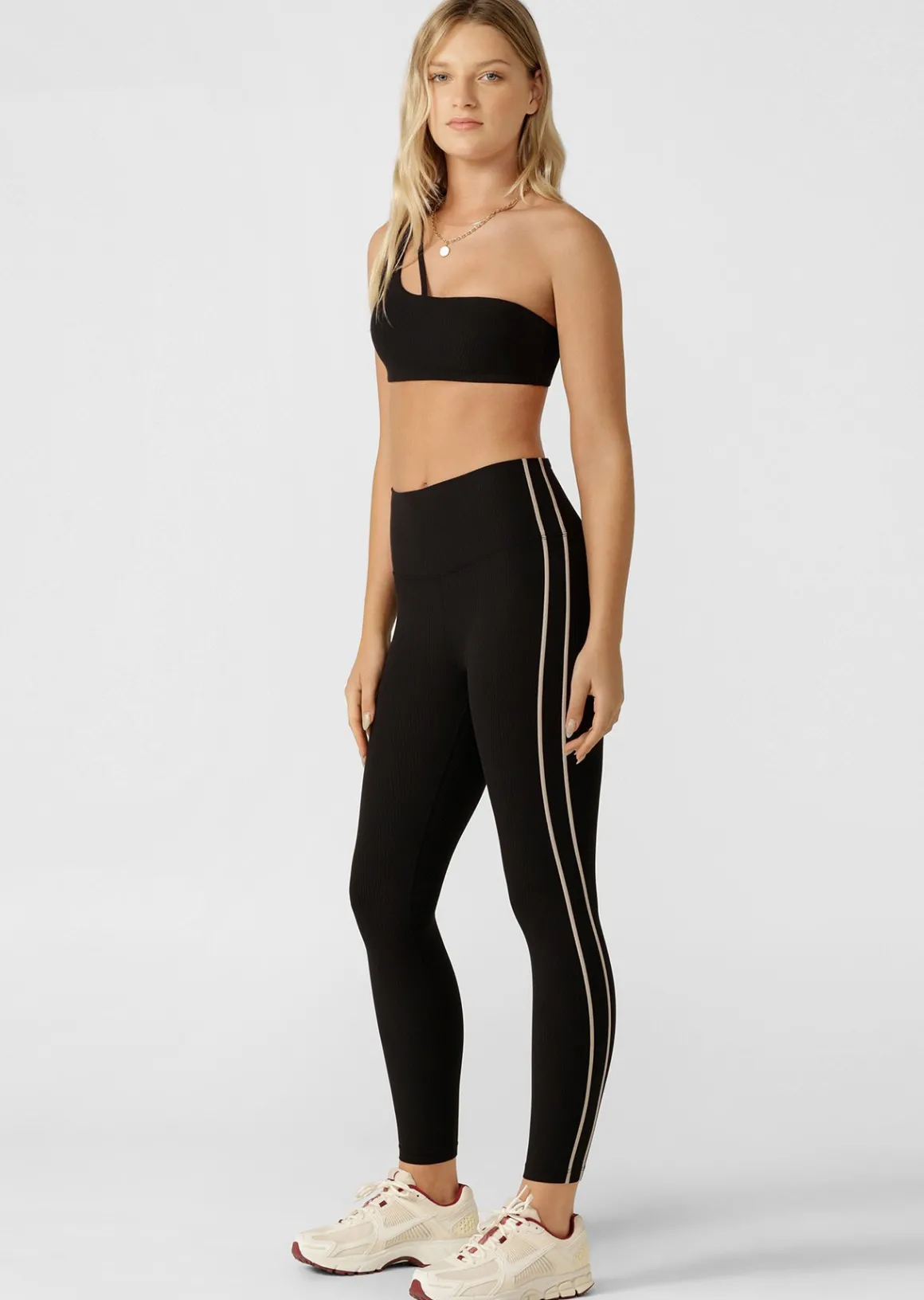 Lorna Jane Second Nature Luxe Rib Asymmetrical Sports Bra Black Online