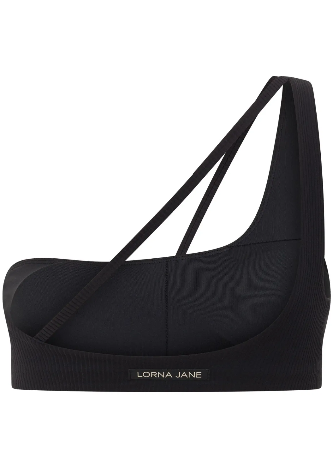 Lorna Jane Second Nature Luxe Rib Asymmetrical Sports Bra Black Online
