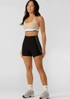 Lorna Jane Second Nature Luxe Rib 12cm Bike Shorts Black New