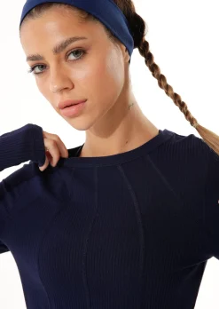 Lorna Jane Striking Active Rib Long Sleeve Top FrenchNavy