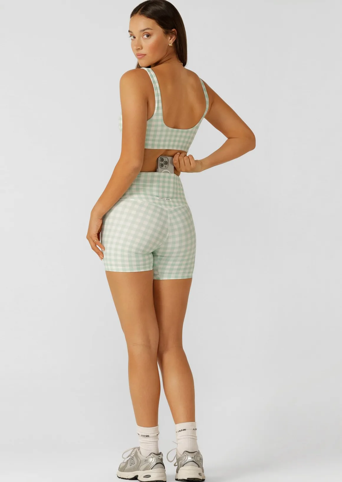 Lorna Jane Sweet Gingham 14cm Bike Shorts SoftMintRanchGinghamPrint Best