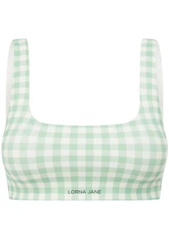 Lorna Jane Sweet Gingham Sports Bra SoftMintRanchGinghamPrint Discount