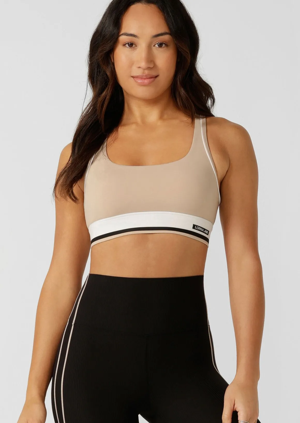 Lorna Jane Tempo Maximum Support Sports Bra Latte New