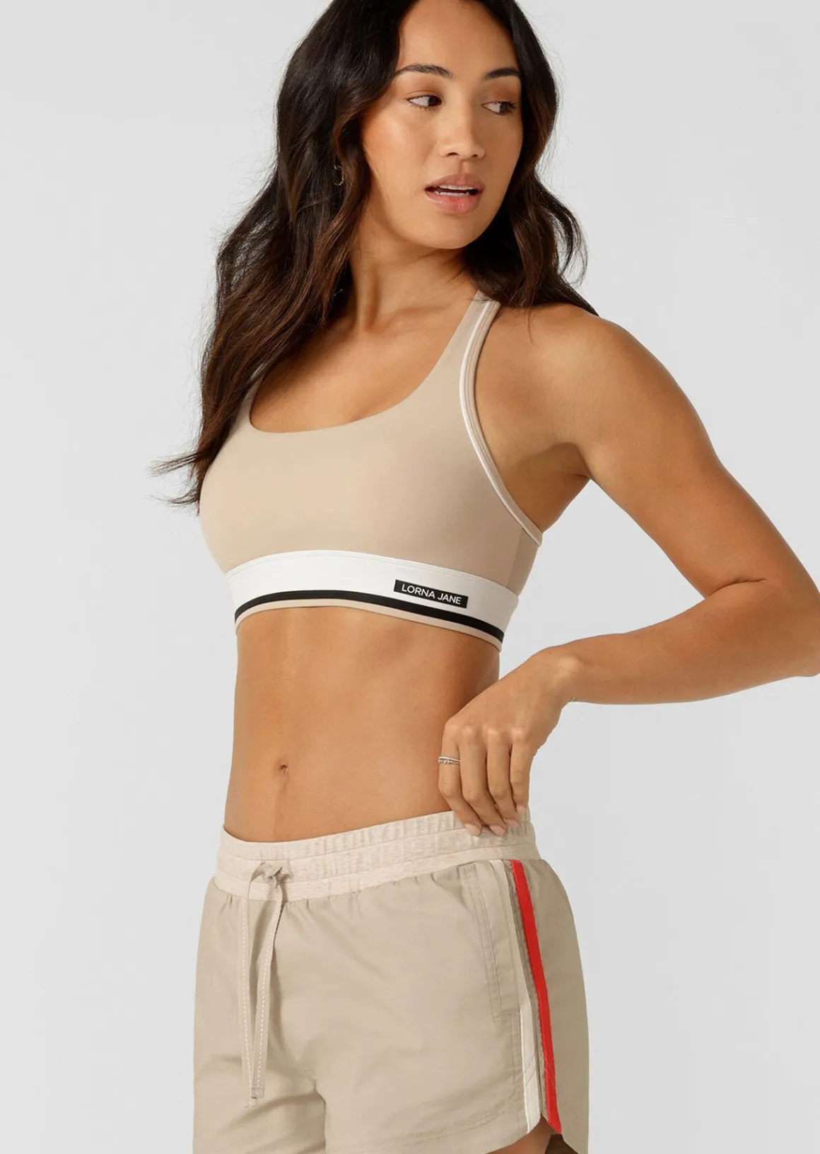 Lorna Jane Tempo Maximum Support Sports Bra Latte New