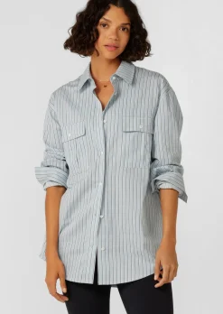 Lorna Jane Tie Back Shirt GlacierBlueStripe Hot