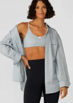 Lorna Jane Tie Back Shirt GlacierBlueStripe Hot