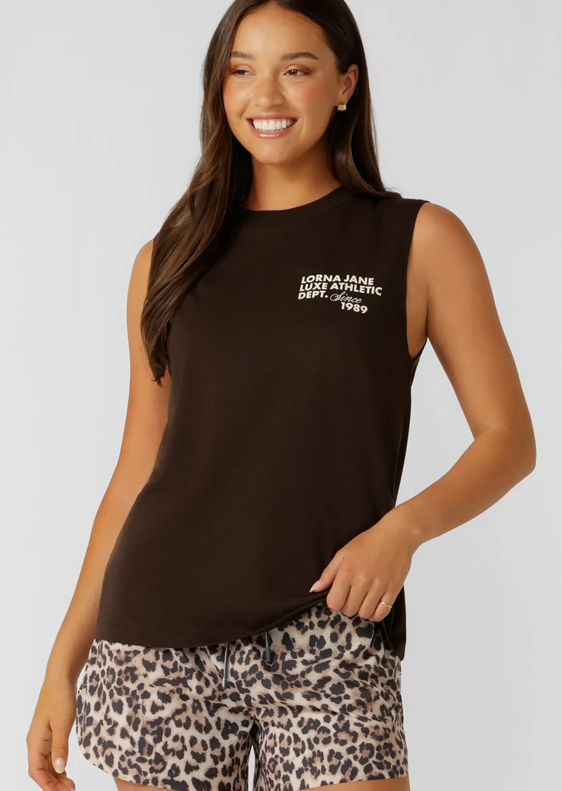 Lorna Jane Track Star Muscle Tank Volcano