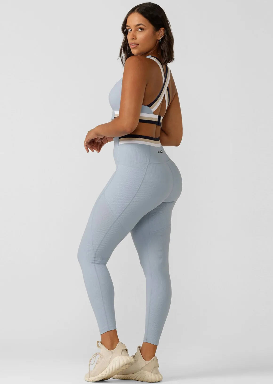 Lorna Jane Transform Rib Booty Ankle Biter Leggings GlaciaBlue Best