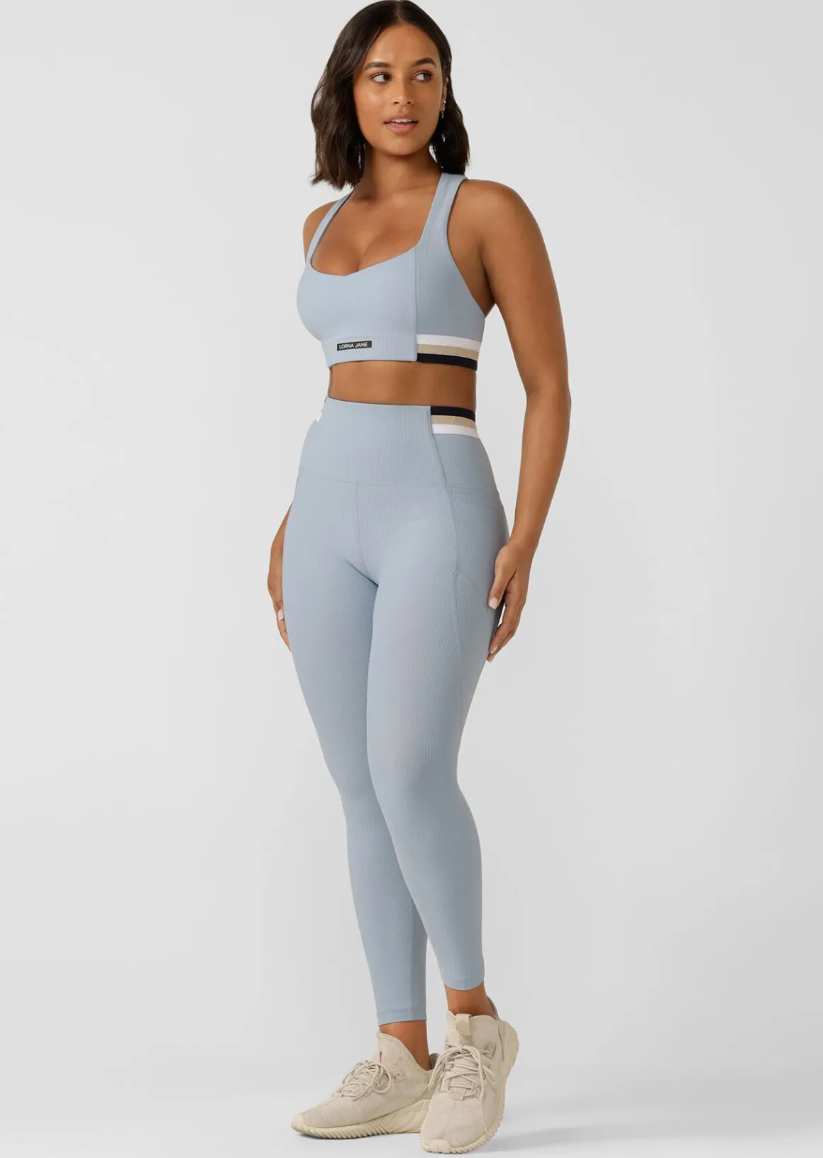 Lorna Jane Transform Rib Booty Ankle Biter Leggings GlaciaBlue Best