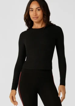 Lorna Jane Ultimate Comfort Long Sleeve Rib Top Black New