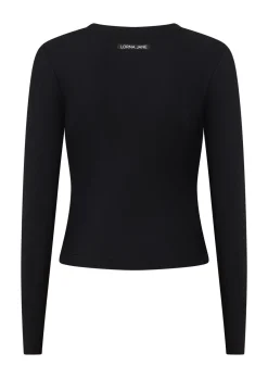 Lorna Jane Ultimate Comfort Long Sleeve Rib Top Black New