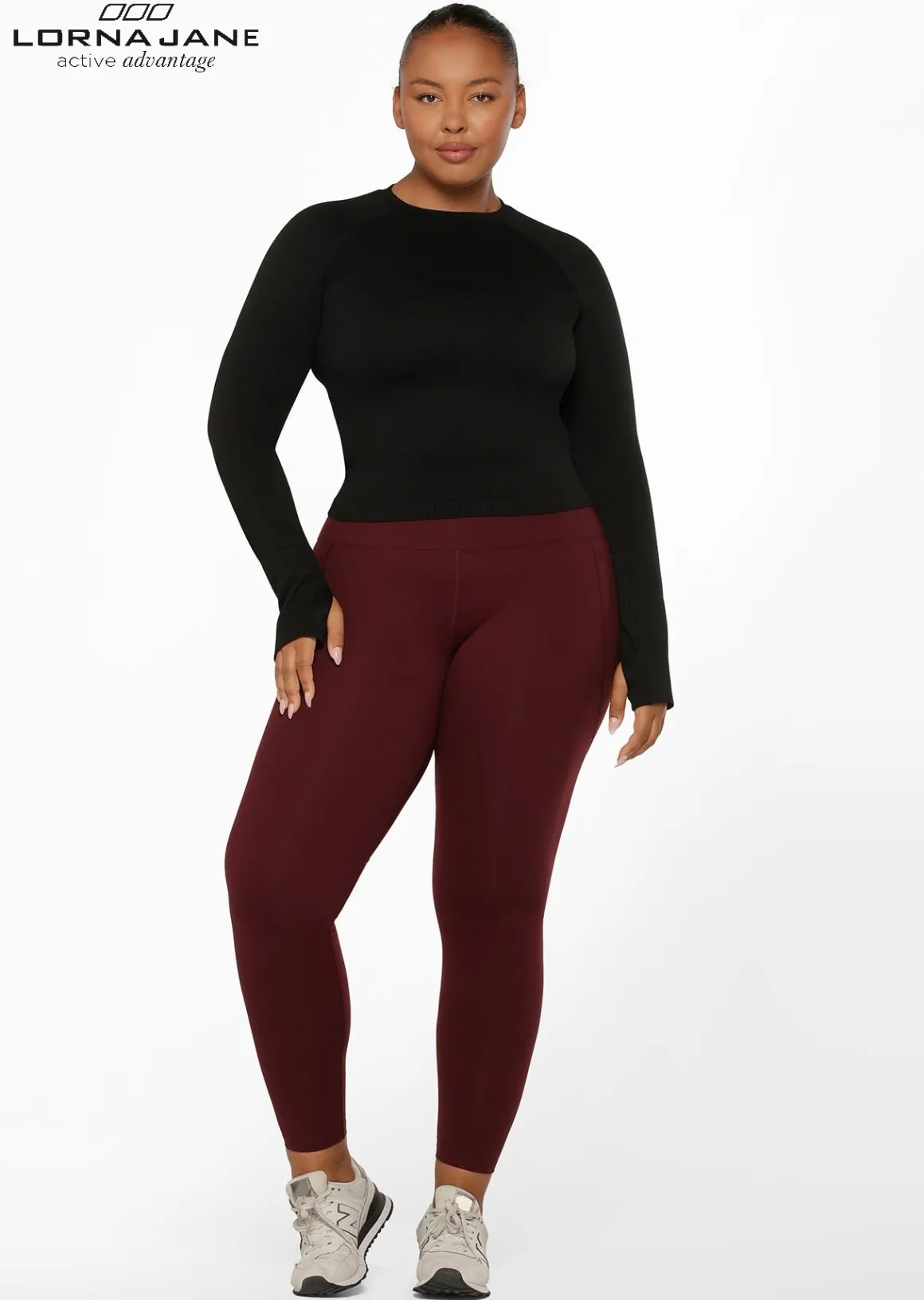 Lorna Jane Ultra Amy Thermal Tech Full Length Leggings Maroon Sale