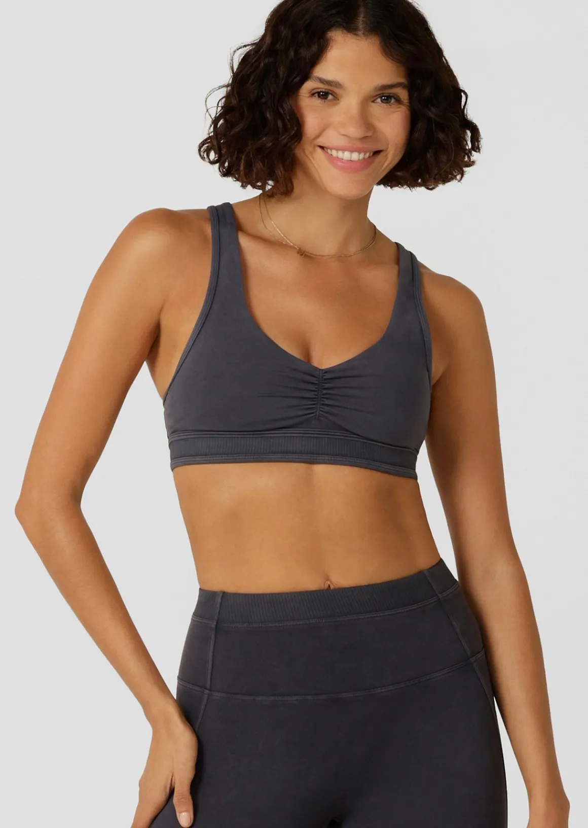Lorna Jane Weekender Washed Sports Bra WashedMidnightBlue Discount