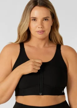 Lorna Jane Zip & Go Sports Bra Black Hot