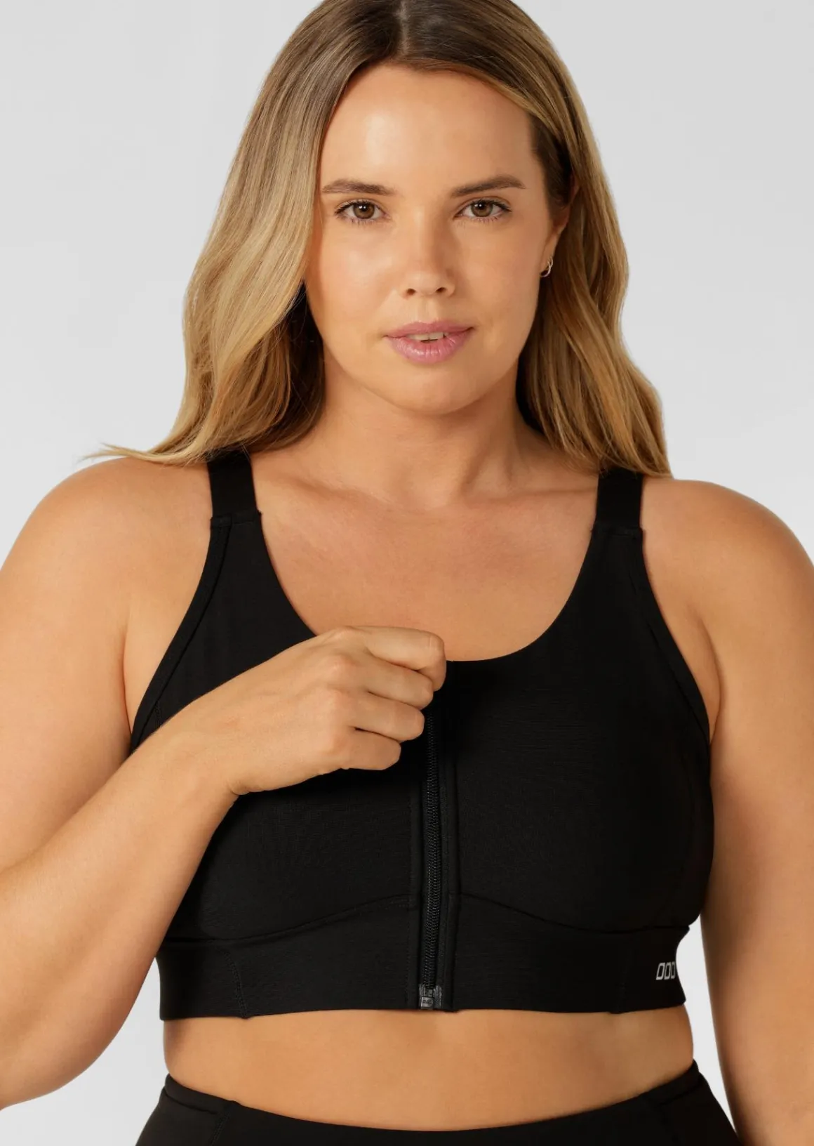 Lorna Jane Zip & Go Sports Bra Black Hot