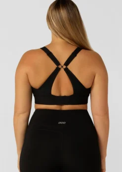 Lorna Jane Zip & Go Sports Bra Black Hot